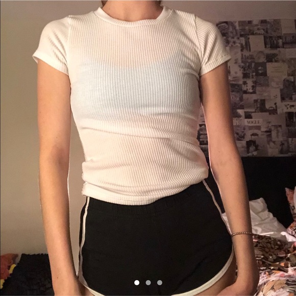 Plain White Ribbed Tee - Picture 1 of 3